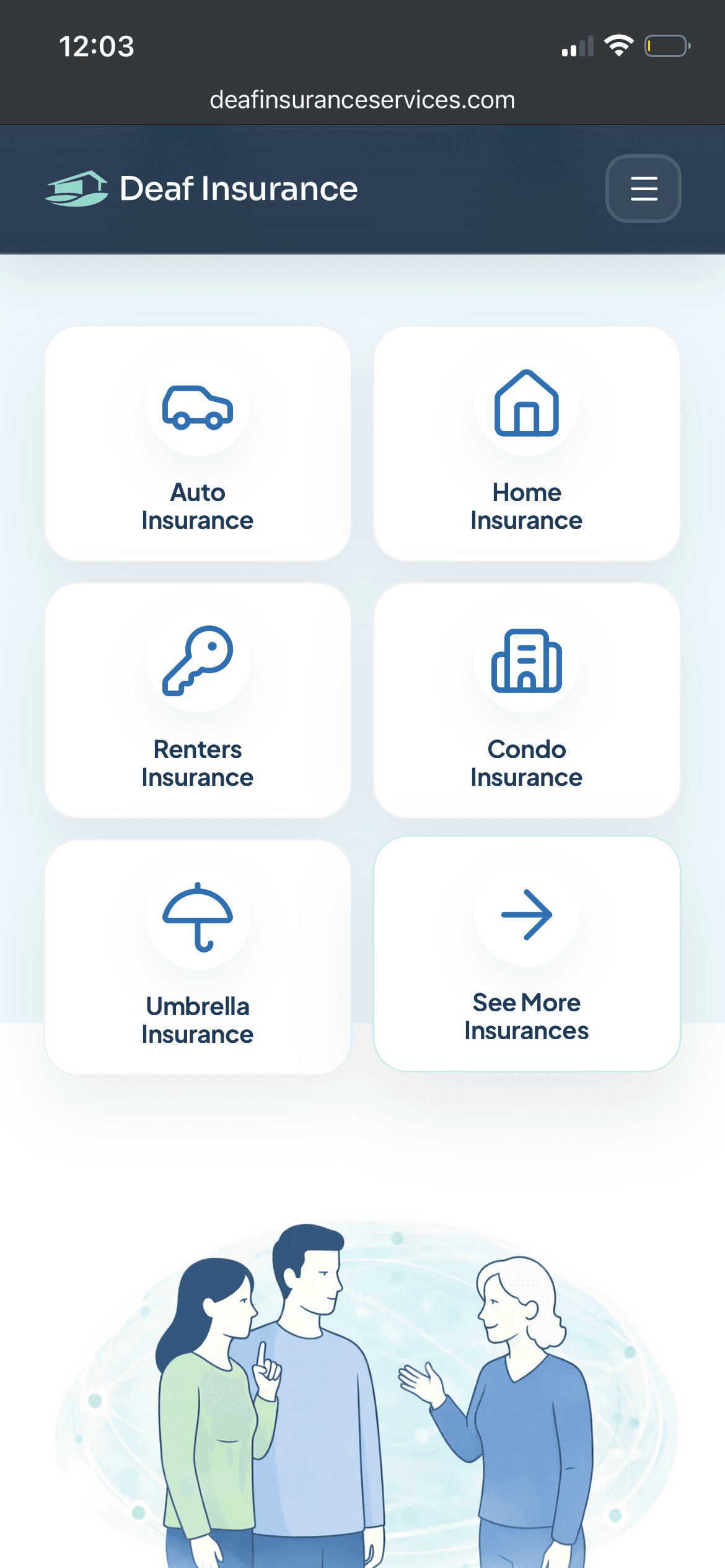 Deaf Insurance Services mobile service cards