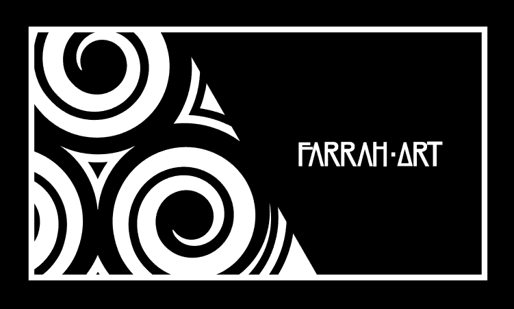 Farrah Art black-and-white identity card
