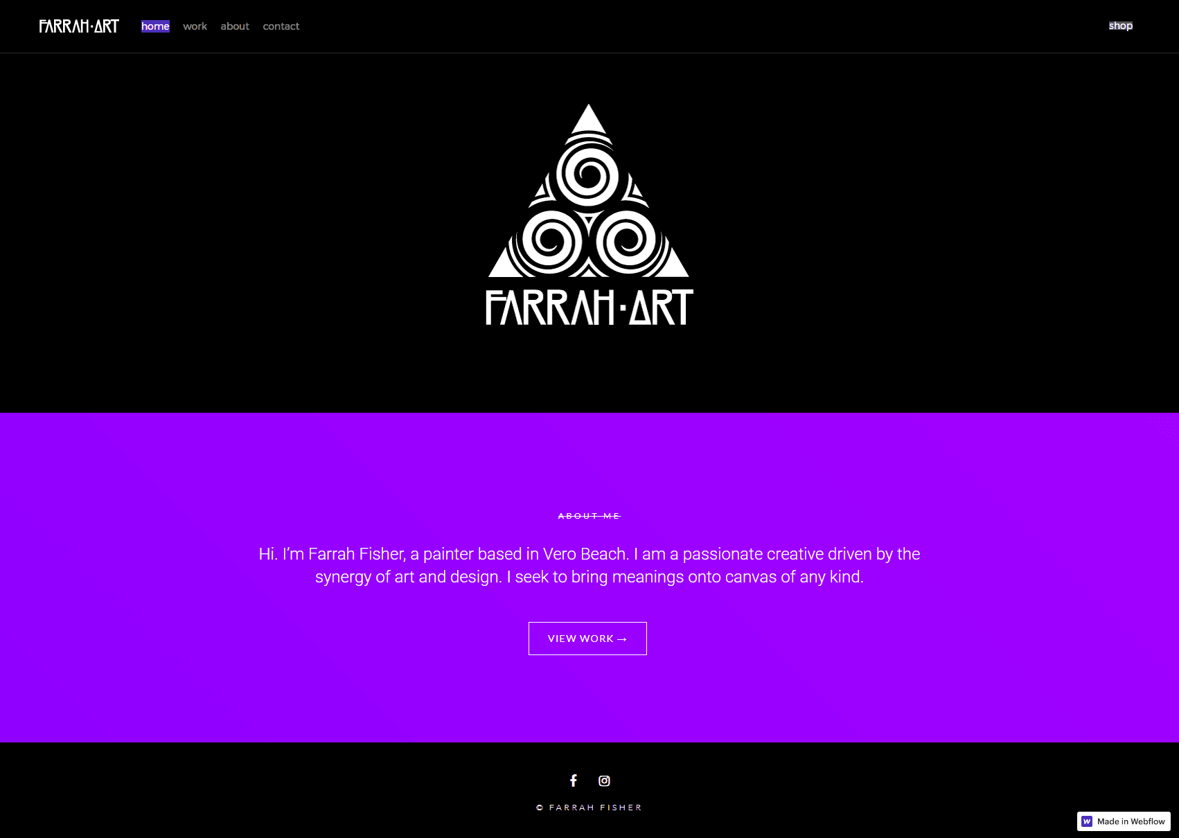 Farrah Art desktop homepage design