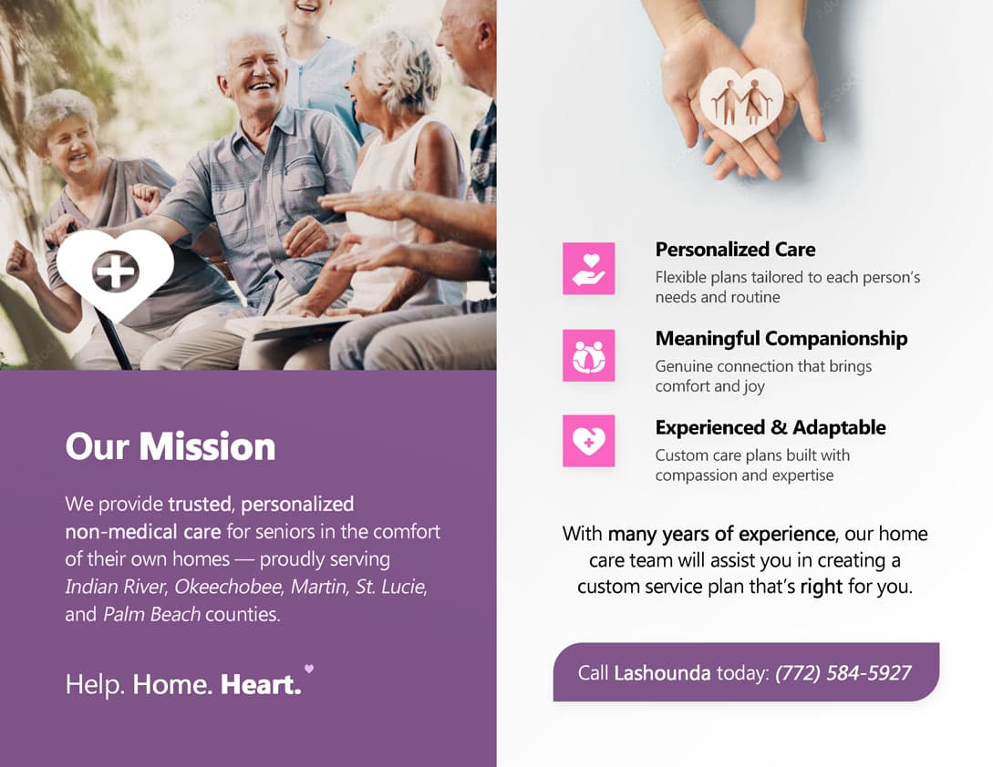 Lashounda's Companion Care brochure interior
