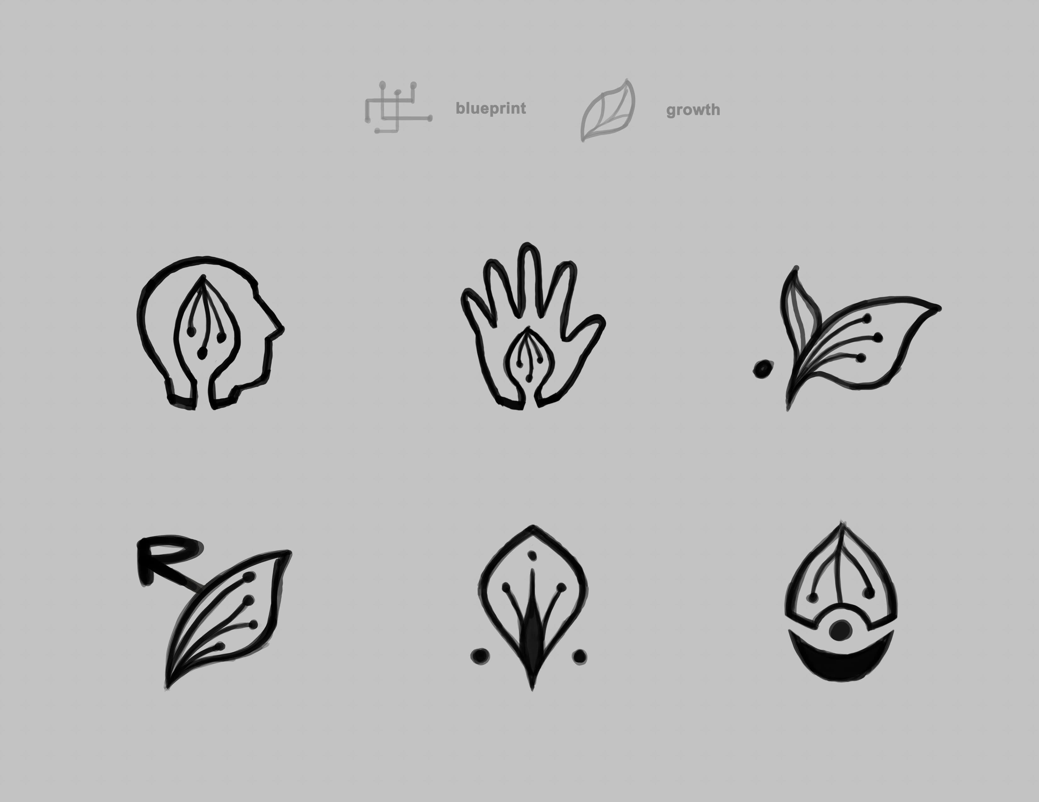 Relevate symbol sketches exploring growth and technology