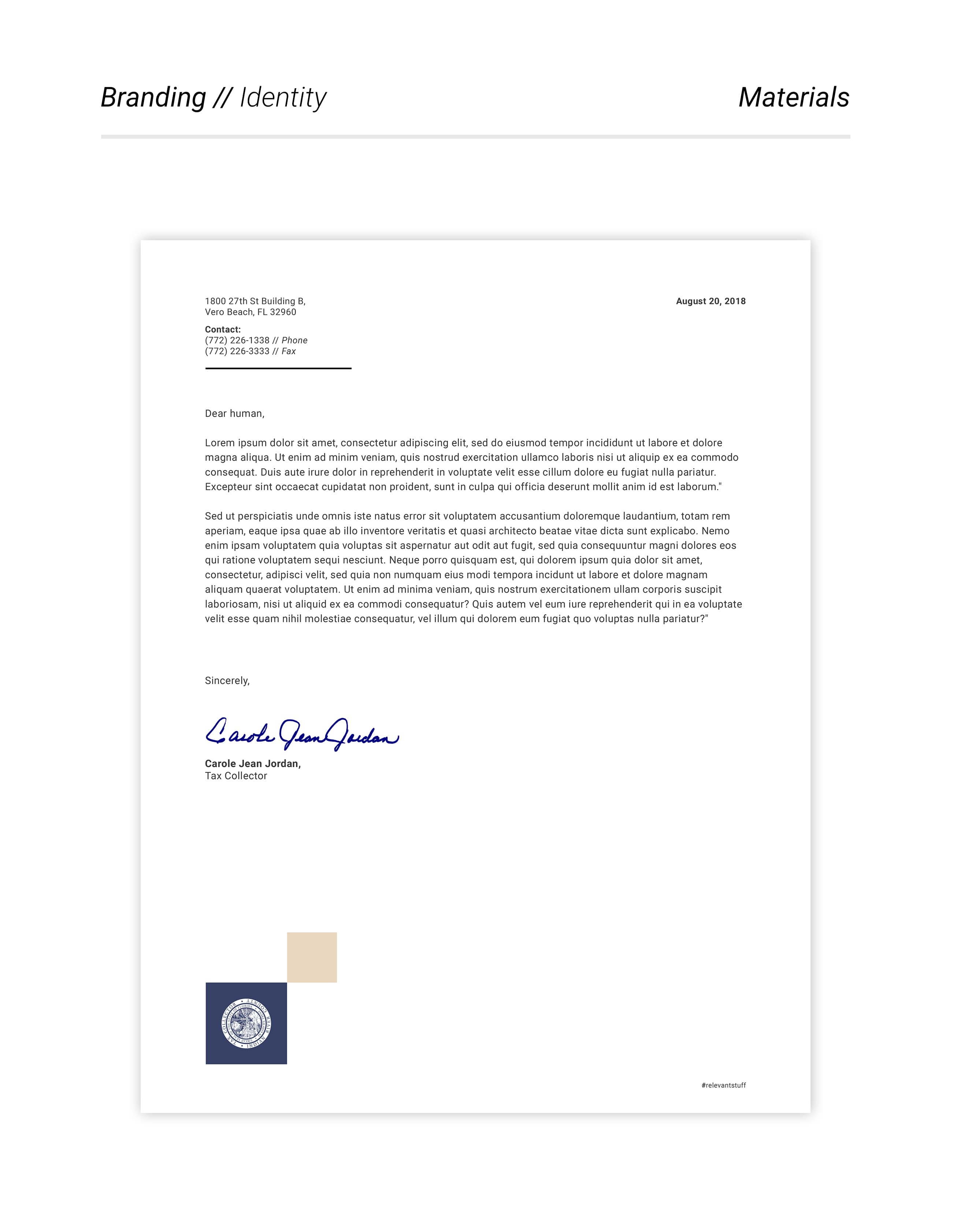 Tax Collector finished civic letterhead design