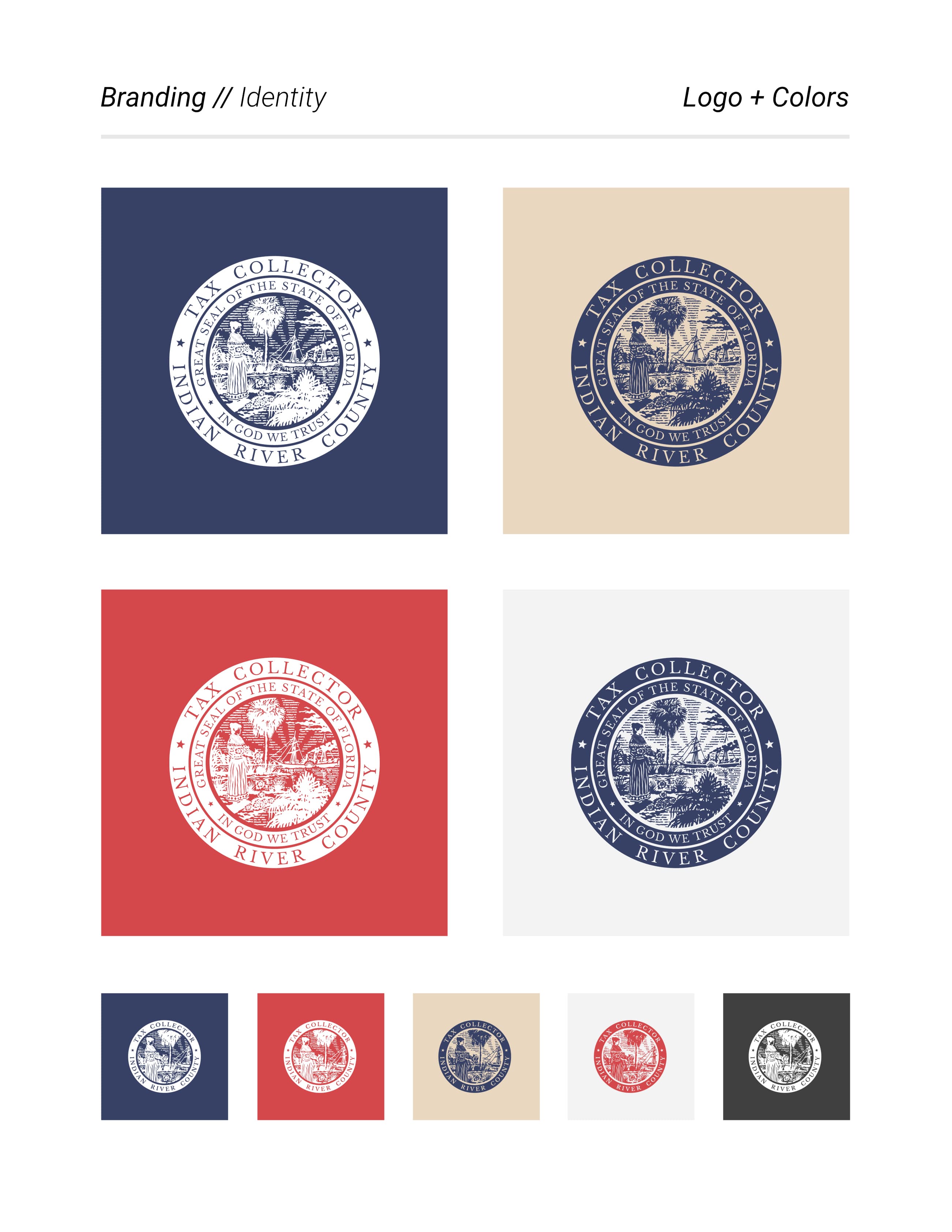 Tax Collector identity logo applications and color combinations