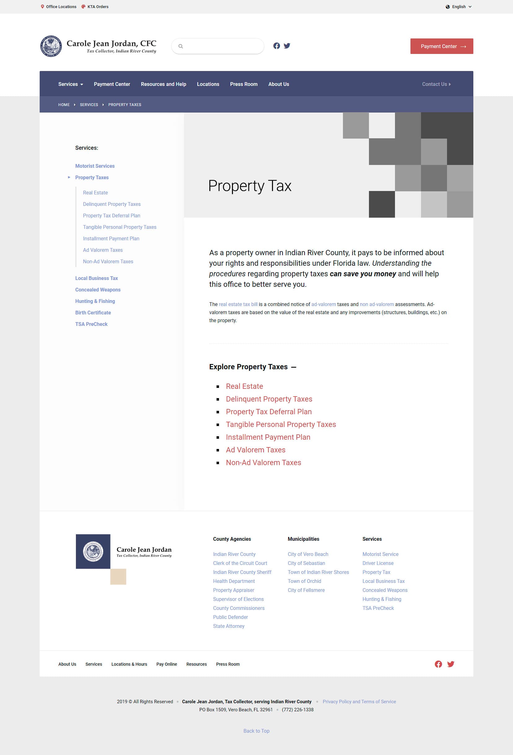 Tax Collector desktop property-tax website concept