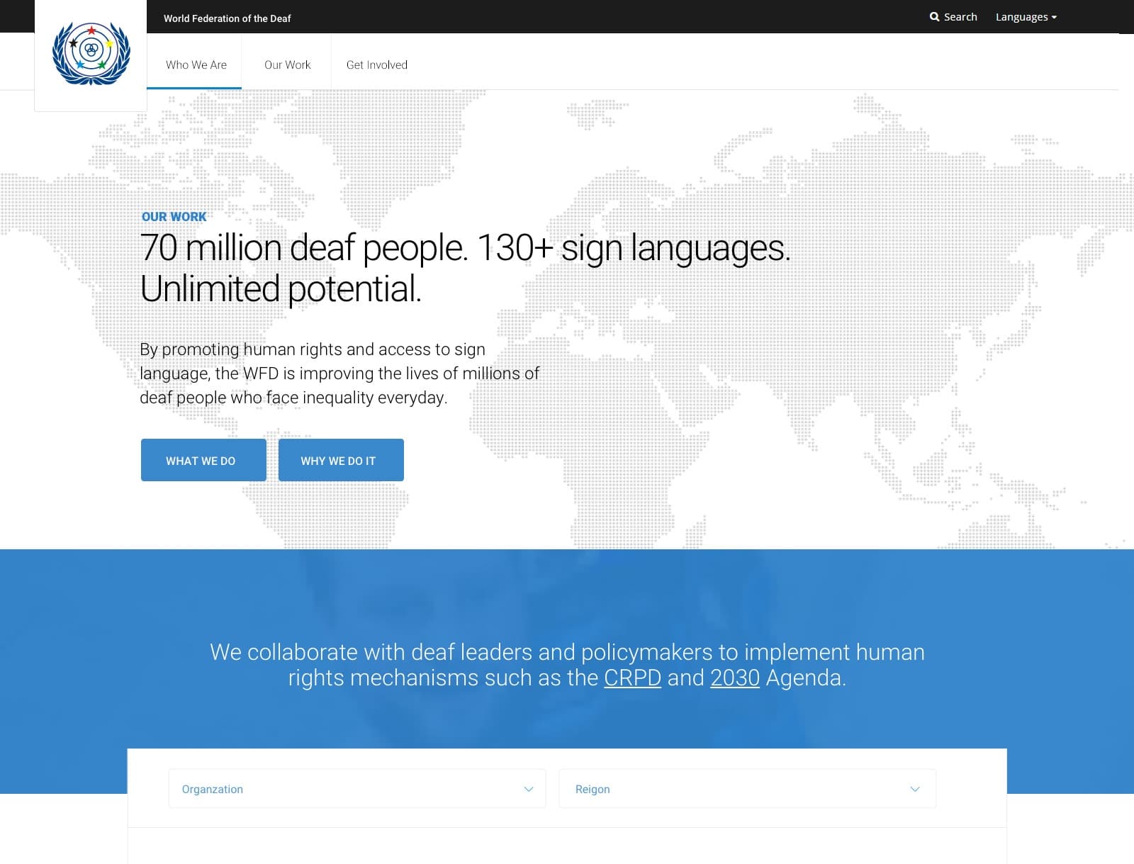 World Federation of the Deaf homepage concept